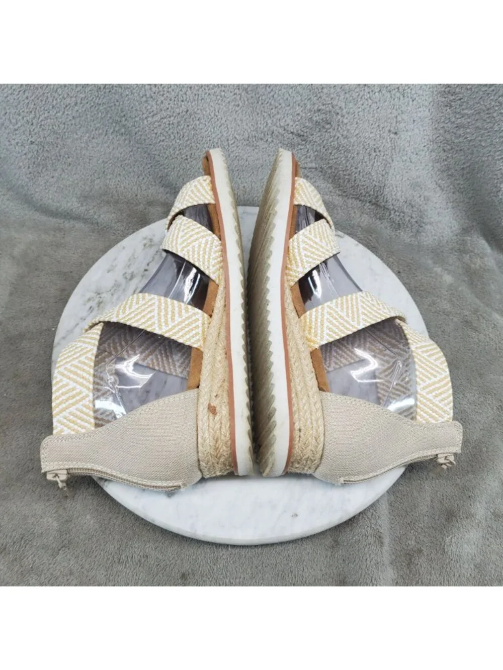 Skechers Shoes Womens Size 7 Bobs Tan Textile Strappy Espadrille Sandals